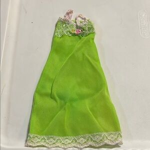 Vintage 80’s Barbie doll line green Lace Trim Dress